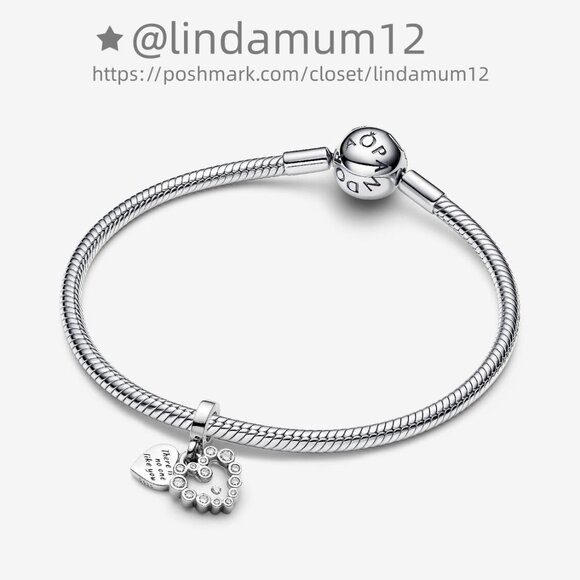 Pandora Sparkling Heart Double Dangle Charm - Picture 3 of 6